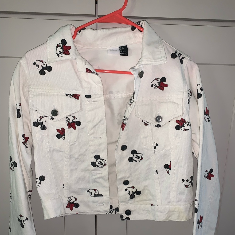 Mickey and Minnie white jean jacket